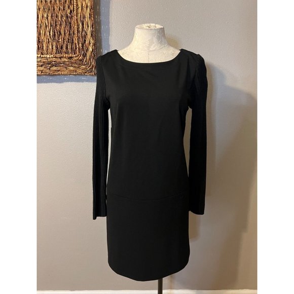 LOFT Dress 6 Small Black Stretch Ribbed Knit Long Sleeve Cotton Wool Rabbit NWT - Picture 3 of 10